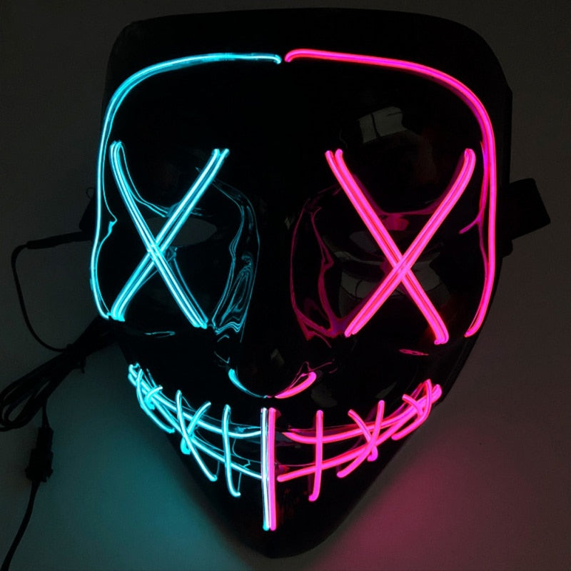 Masque d'Halloween à LED TikTok Noir avec les mêmes Accessoires