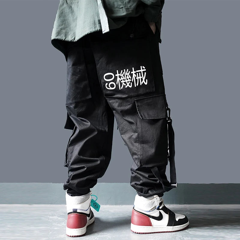 Pantalon cargo homme Streetwear Hip Hop Cargo noir gris multi