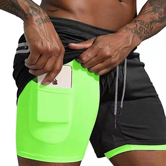short homme 2 en 1 bicolor avec poche