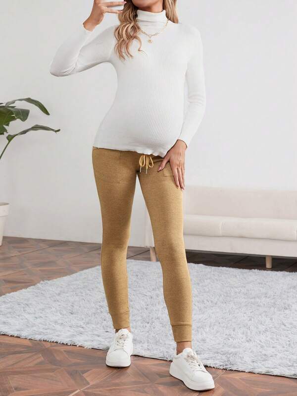 legging grossesse beige