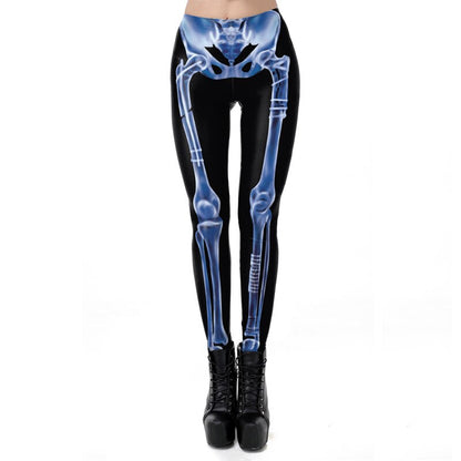 VIP FASHION 2020 New Adult Halloween Blue Skeleton Leggins Adventure 3D Printed Women Leggings - iONiQ SHOP