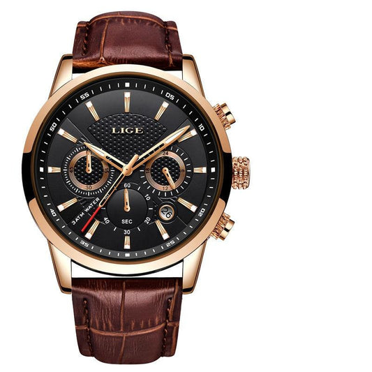 Montre Lige or avec Bracelet en Cuir