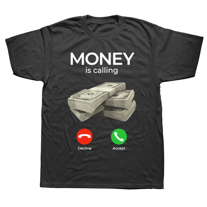 T-Shirt humour Money Is Calling noir
