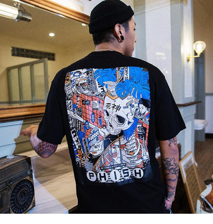 Street Wear T-Shirt Skull Assembly | Japan Urban Wear - iONiQ SHOP