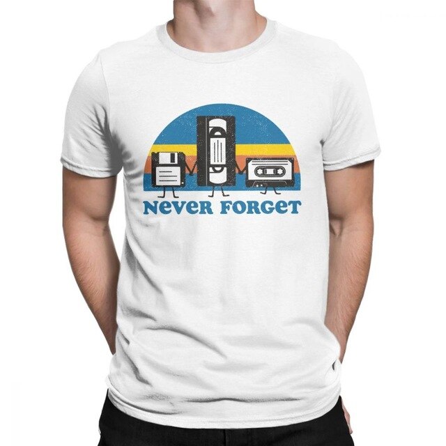 T-shirt Never Forget Leisure Flop Cassette Diskette Technologie K7 - iONiQ SHOP
