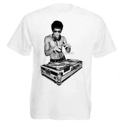 T-Shirt DJ Bruce Lee blanc